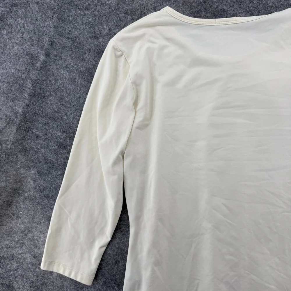 J.McLaughlin Top Women S Cream 3/4 Sleeve Scoop Neck Stretch Minimalist - Picture 7 of 12